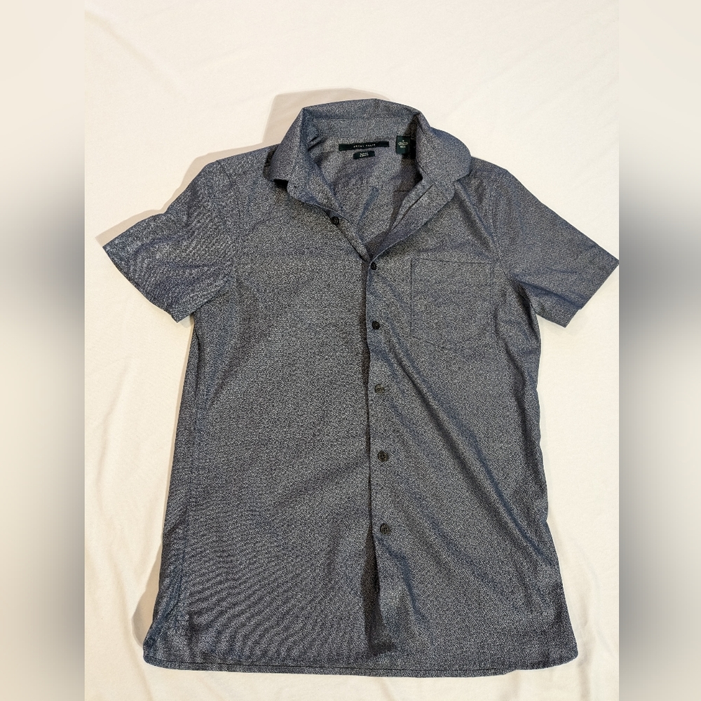 Perry Ellis Blue Button-Up Short Sleeve Shit, Slim Fit, Size S